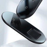 Base de carga inalámbrica Qi Baseus 15W dual para iPhone, Samsung y AirPods (negra)