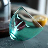 Jarra ancha de cristal verde de estilo moderno, con taza (800 ml)