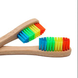 Pack de 10 cepillos de dientes de bambú ecológicos con cabezal arco iris