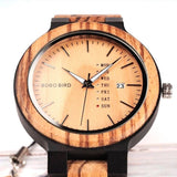 Reloj Bobo Bird de caballero, de madera de zebrano con esfera de pino