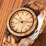 Reloj Bobo Bird de caballero, de madera de zebrano con esfera de pino