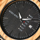 Reloj Bobo Bird de caballero, de madera de zebrano con esfera de bambú negro