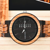 Reloj Bobo Bird de caballero, de madera de zebrano con esfera de bambú negro