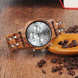Reloj Bobo Bird de caballero, de cuarzo con cronógrafo, hecho en madera (plata)