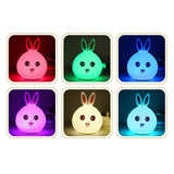 Lamparita LED con cambio de color, forma de conejo, para niños