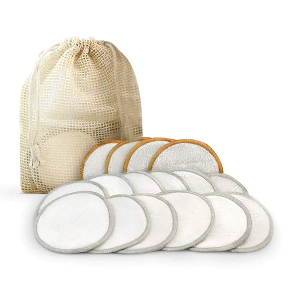 Discos desmaquillantes de algodón de bambú reutilizables con bolsa de lavado